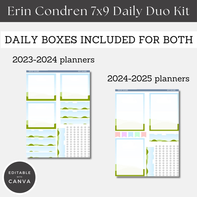 Erin Condren 7x9 Daily Duo Sticker Kit Template: Editable Canva ...