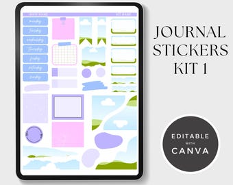 Journal Sticker Kit 1 Template: Editable Canva Stickers (Digital Download)
