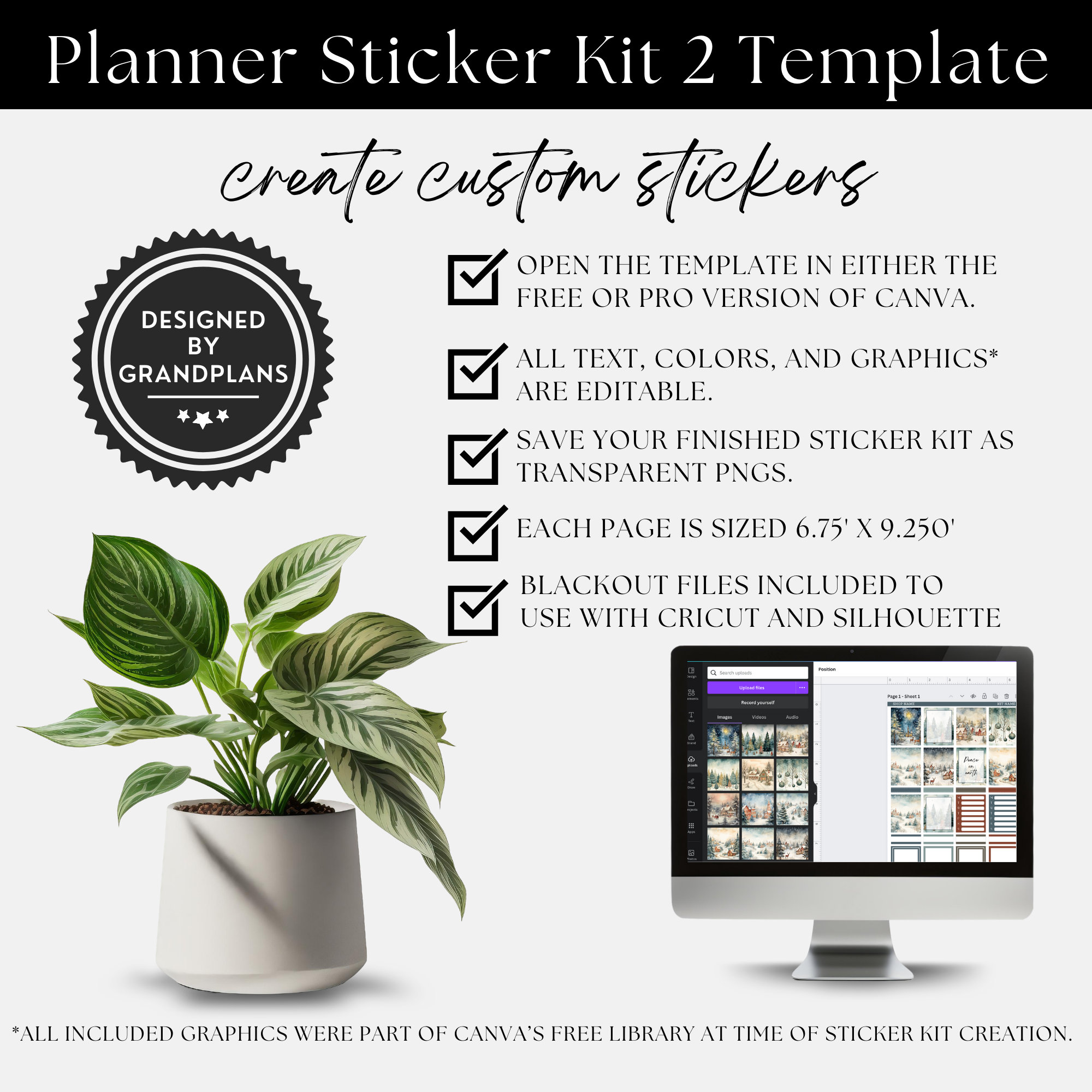 Erin Condren Planner Sticker Kit 2, Canva Template, Editable Template ...