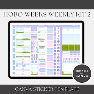 Kit di adesivi settimanali Hobonichi Weeks 2 Modello: adesivi Canva modificabili (download digitale)