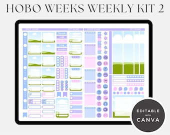 Hobonichi Weeks Weekly Sticker Kit 2 Vorlage: Bearbeitbare Canva-Aufkleber (Digitaler Download)