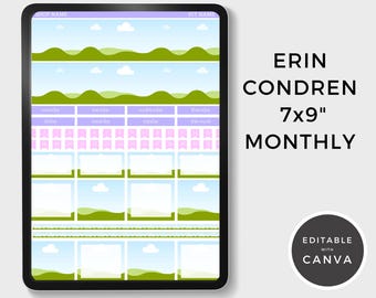 Erin Condren 7x9 Monthly Sticker Kit 1 Template: Editable Canva Stickers (Digital Download)