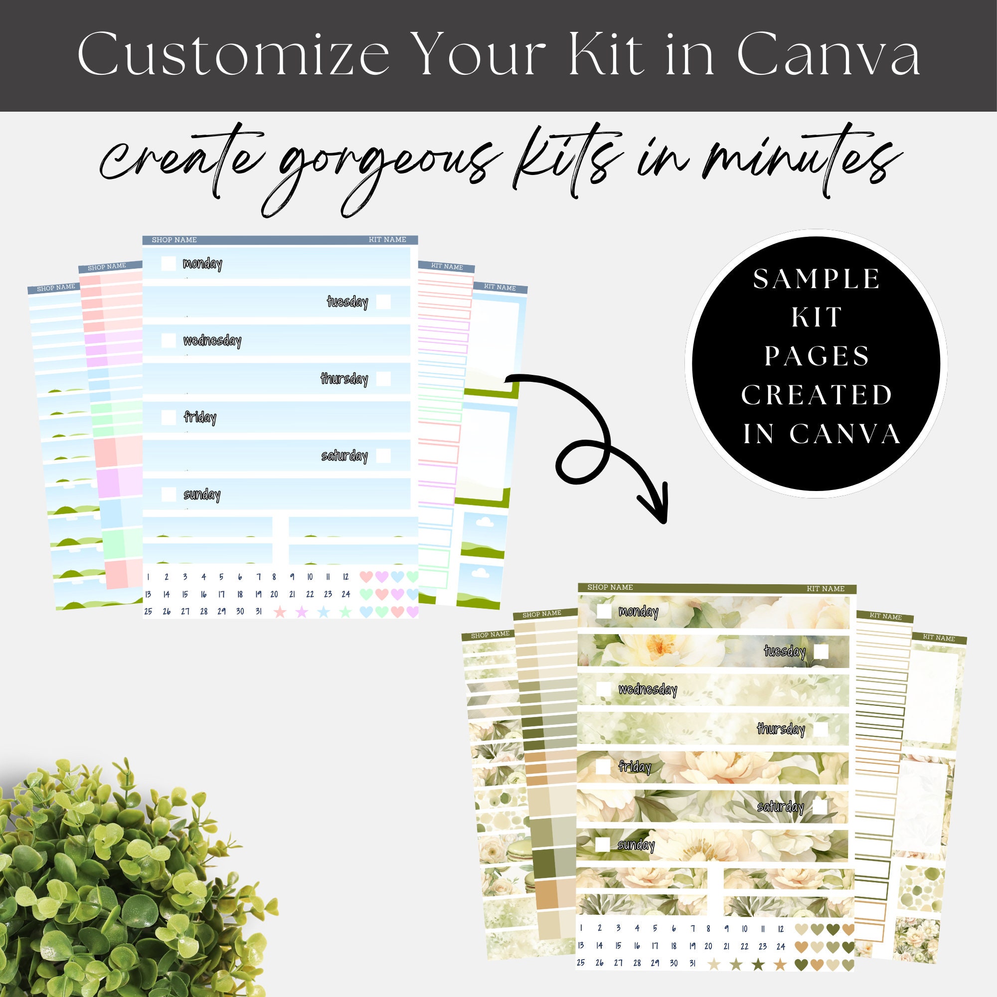Erin Condren 7x9 Daily Duo Sticker Kit Template: Editable Canva ...