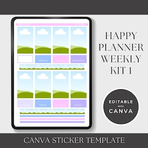 Happy Planner Weekly Sticker Kit 1: Redigerbar Canva-mall för Classic HP (digital nedladdning)
