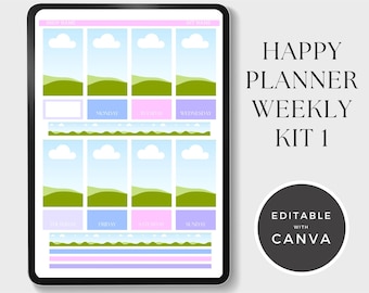 Happy Planner Weekly Sticker Kit 1: Editable Canva Template for Classic HP (Digital Download)