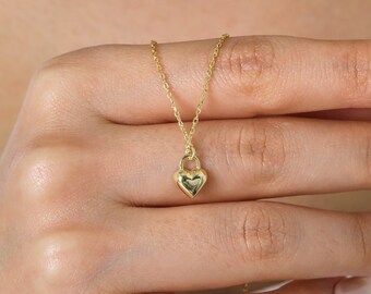 Sterling Silver Heart Lock Necklace: Elegant Love Pendant