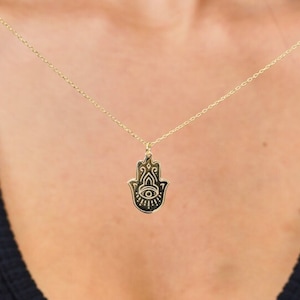 Hand Necklace - 925K Sterling Silver - Hand of Hamsa Necklace - Gift for Mom - Hand of Fatima Necklace - Back to College Gifts - Luck Charm