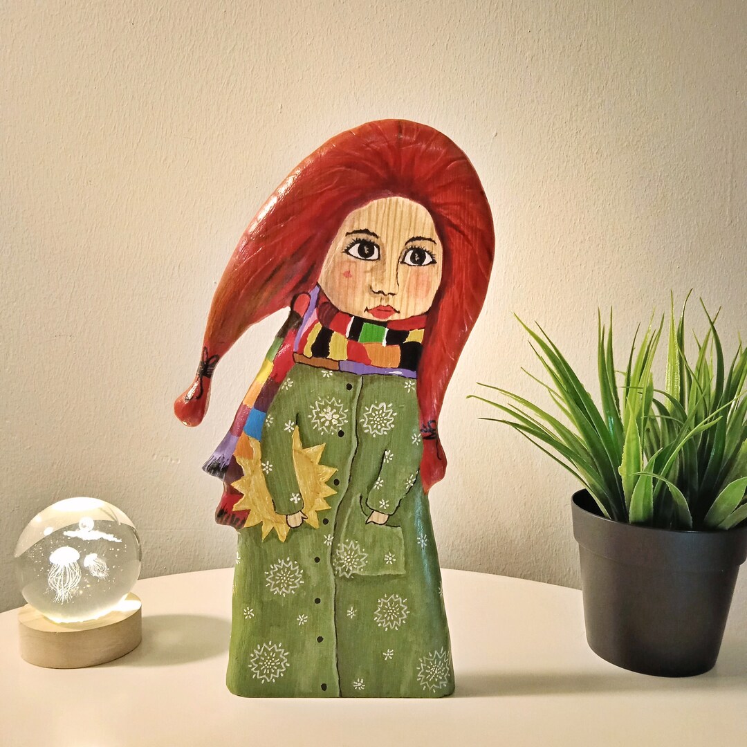 Wooden Girl my Friend the Sun Sculpture Figurine Etsy