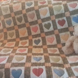 Appliqued Heart Quilt Pattern: Disappearing Nine Patch (Digital Pattern)
