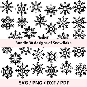 Silhouette flocon de neige clip art SVG, étoiles fichier découpe, Décoration Noël DIY, fichier découpe imprimable, machine cricut cameo,