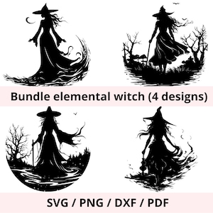 Silhouette sorcière SVG, Sorcière fichier découpe, Décoration halloween DIY, fichier découpe imprimable, machine cricut cameo,