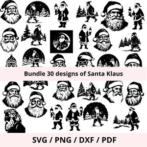 Silhouette père Noël clip art SVG, santa klaus fichier découpe, Décoration Noël DIY, fichier découpe imprimable, machine cricut cameo,