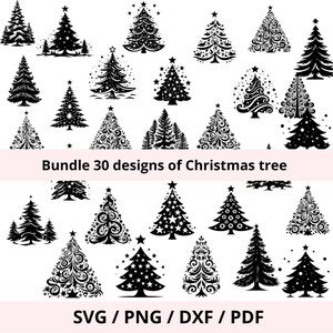Silhouette sapin de Noël clip art SVG, arbre de Noël fichier découpe, Décoration Noël DIY, fichier découpe imprimable, machine cricut cameo,