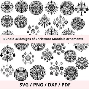 Dessin numérique décoration mandala clip art SVG, silhouette boule de Noël fichier découpe, Décoration fichier digital imprimable cricut DIY