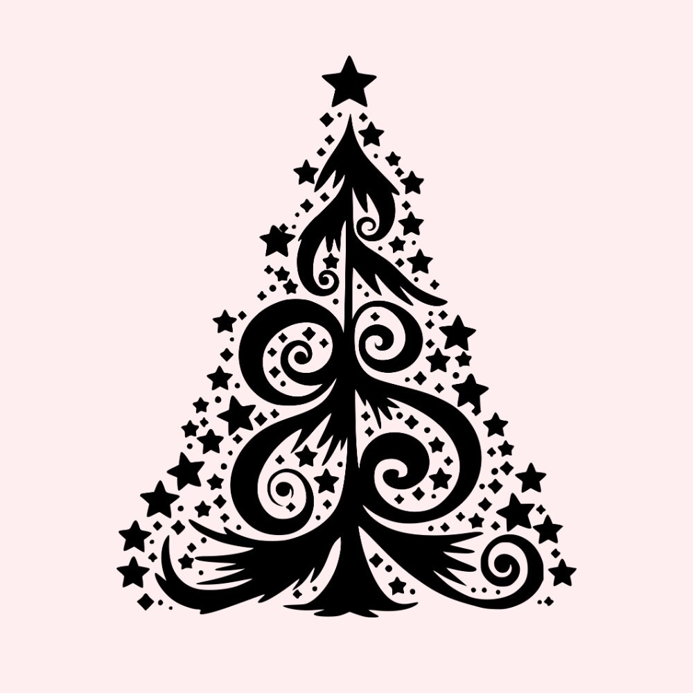 Christmas Tree Silhouette Clip Art SVG Christmas Tree Cutting Etsy