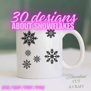 Clip art flocon de neige SVG, étoiles neige fichier découpe, Décoration Noël DIY, fichier découpe imprimable, machine cricut glowforge