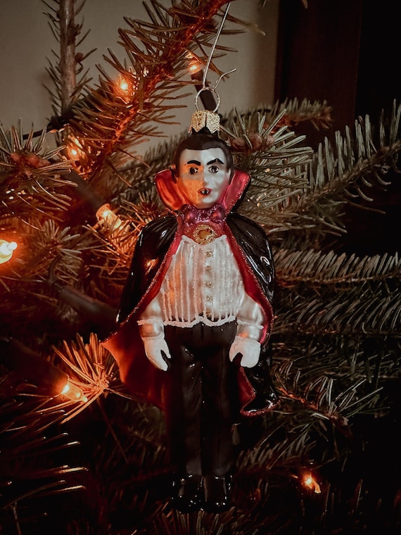 Dracula Christmas Ornament, Polish Glass Vampire Collectible