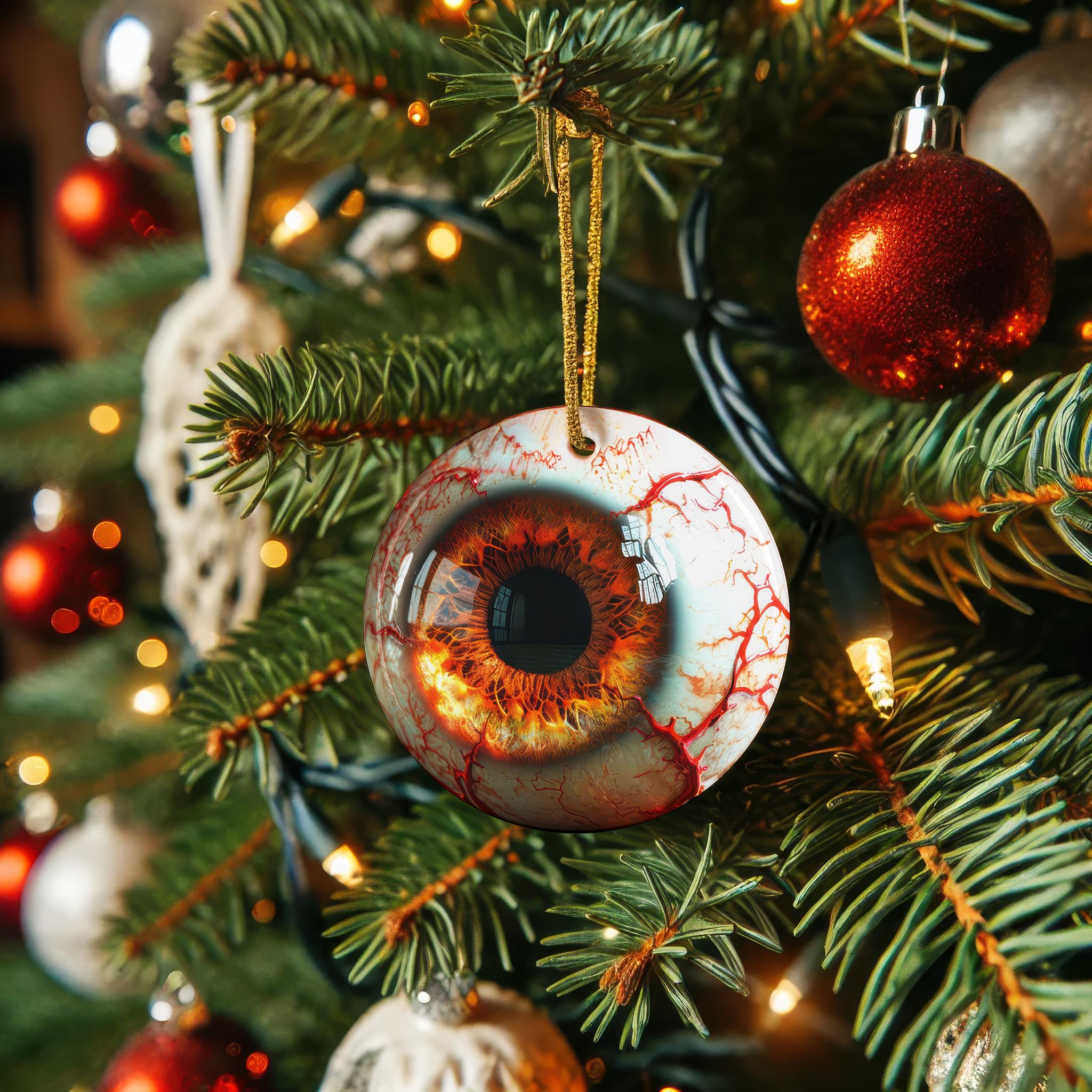 Eyeball Ceramic Christmas Ornament, Realistic Human Eye - Original