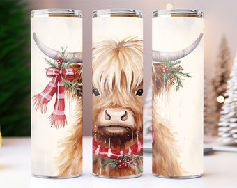 Christmas Highland Cow Tumbler