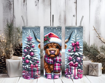 Christmas Highland Cow Tumbler
