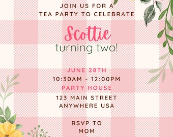 Tea Party Birthday Party Invitation Template