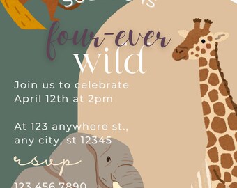 Four-Ever Wild Party Invitation Template