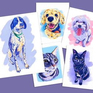 Custom Pet Portrait: Colorful Dog & Cat Art Print