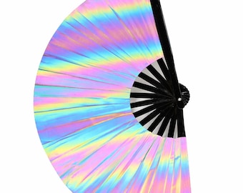 Rave Fächer groß aus Bambus – Festival Handfächer mit lautem Clack Effekt – Techno Fan für Rave, EDM, Clubbing & Sommer Events