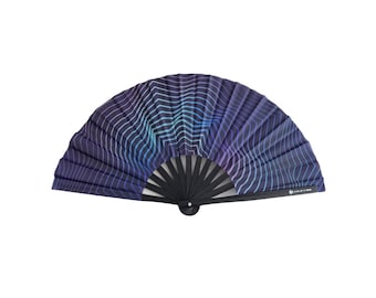 Large, sturdy hand fan – foldable hand fan made of bamboo wood – for EDM, festivals, raves, Pride, clubs, parties, dancing, saunas, and performances