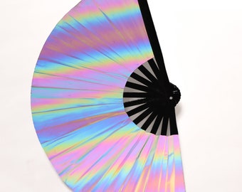 Rave Fan - Große Bambus Handfächer - Faltbarer Fächer, Festival, Club, Festival gadget, Festival Zubehör, Party, Techno, Club,