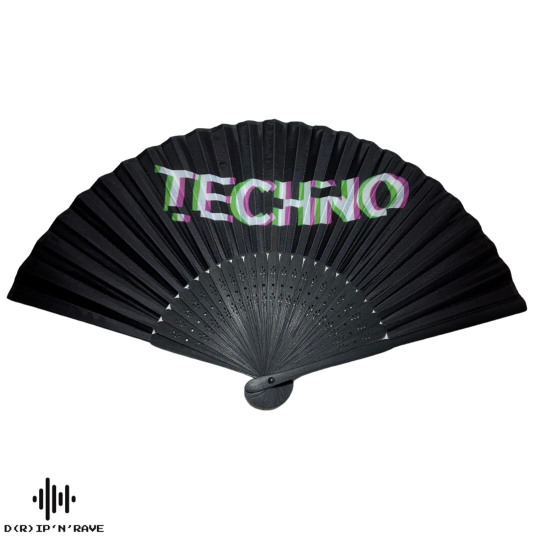 Music Hand Fans 2-pack Techno Rave Hand Fans - Small, Sturdy Black Bamboo Wood Fans ...