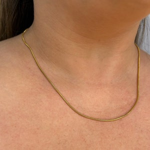 18K Gold Thin Snake Necklace - Small Gold Chain Necklace - Stackable Necklace - Waterproof Necklace