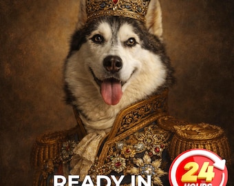 Retrato de mascota real personalizado de la Reina: arte renacentista para perros o gatos, elegante pintura monarca, regalo personalizado para mascotas, descarga digital