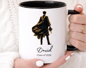 Personalised Graduation Mug for Him, Superhero Graduate Gift, Custom Name University Mug, Class of 2026 Keepsake Mug Gift