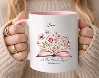 Custom Retirement Mug 11oz | A New Chapter Begins Mug | Personalised Retirement Gift | Gift for Colleague Friend | Retirement Cup