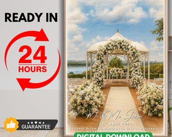 Personalised Wedding Venue Oil Painting Digital Download | Custom House Portrait from Photo | Printable Anniversary Gift for Couple