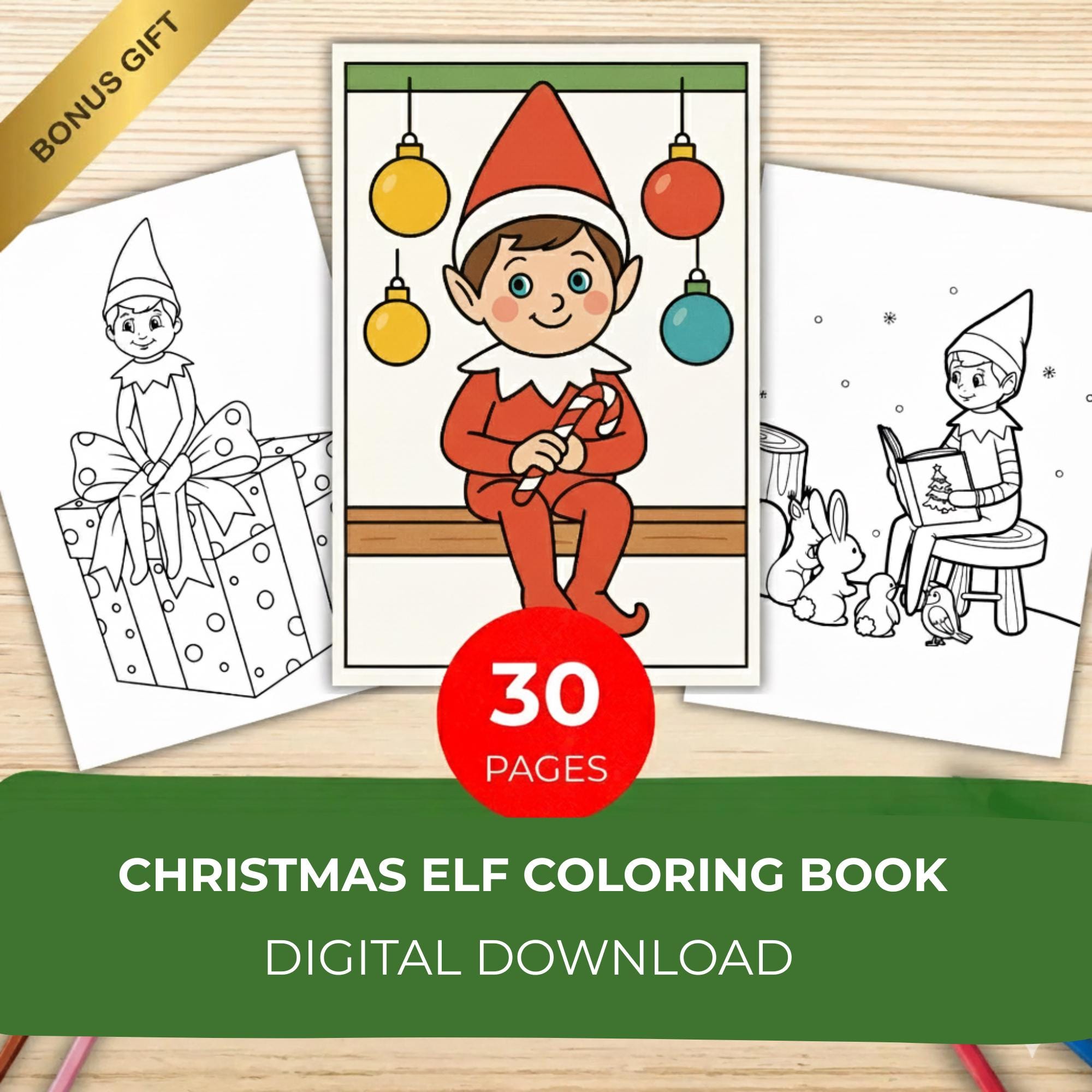 Christmas Elf Coloring Book - 30 Printable Elf Colouring Pages for…