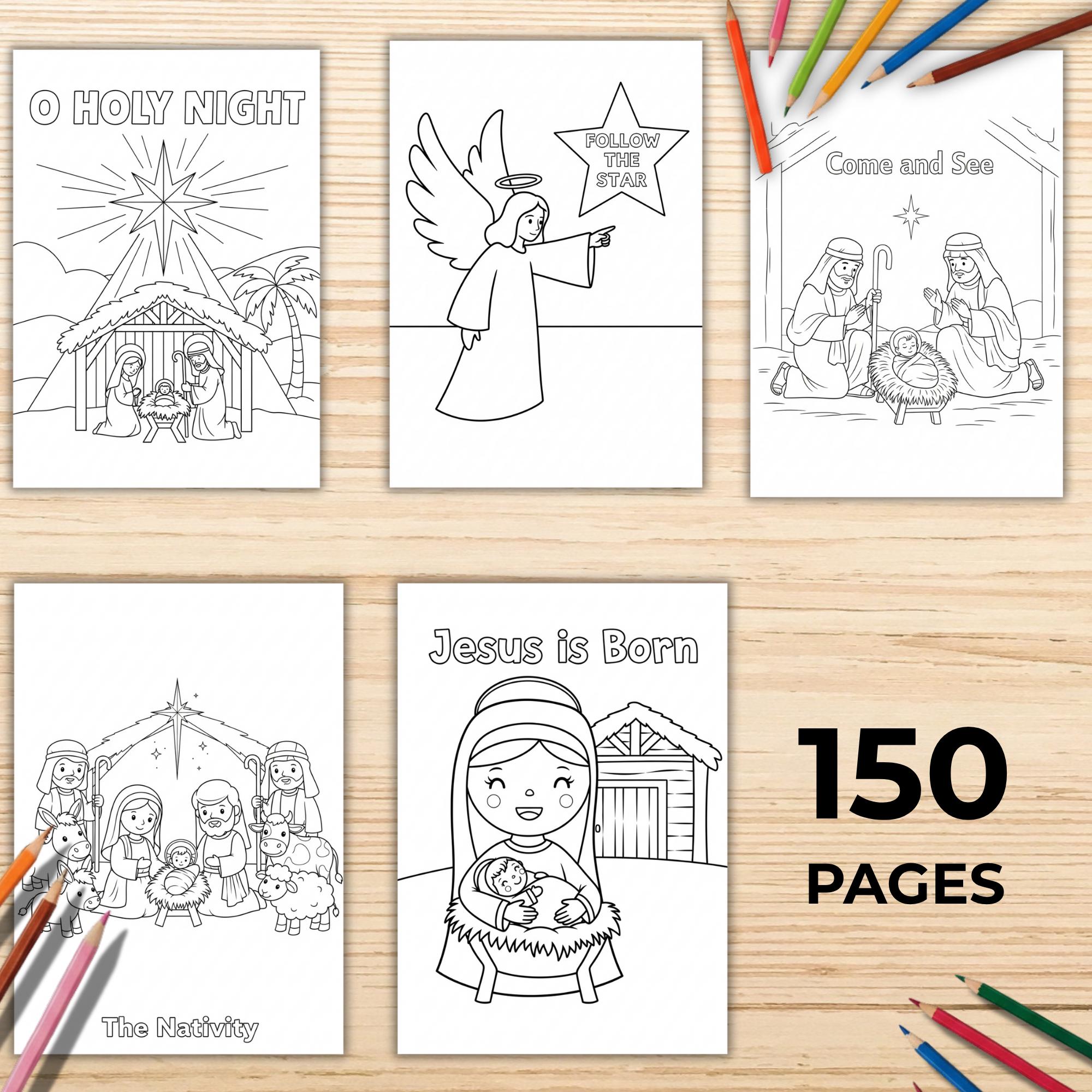 Christmas Nativity Coloring Pages for Kids – 150 Christian Bible Story ...