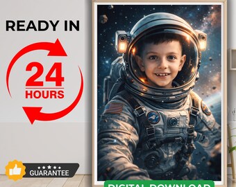 Personalised Astronaut Portrait | Custom Cinematic Space Artwork from Photo | Unique Gift for Birthday, Anniversary & Any Occasion