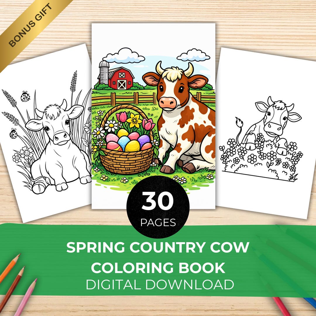 Spring Cow Drawings Spring Country Cow Coloring Pages, 30 Adorable Farm Animal Designs ...