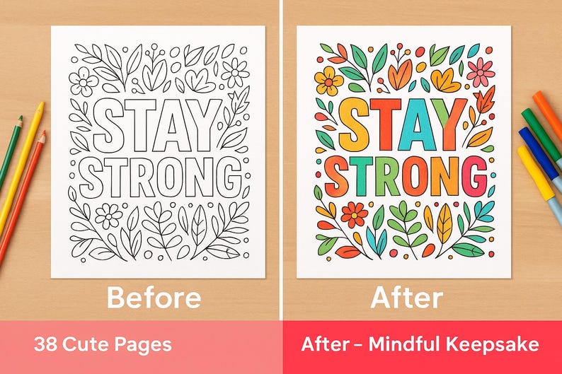 Motivational colouring page printable with encouraging quote designs for relaxation and stress relief. Features black and white inspirational artwork including floral frames, hearts, and mandalas. Perfect for adults, teens, and wellness activities. Boost positivity, creativity, and mindfulness through this digital download colouring book that combines self-care, motivation, and calming art therapy.