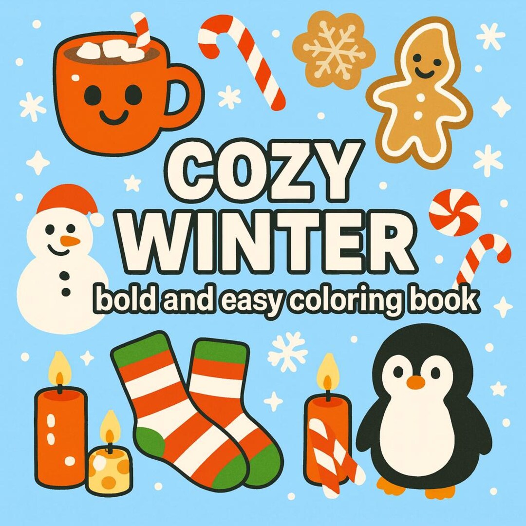 Cozy Christmas Winter Coloring Book | Cute Holiday Scenes With Santa ...