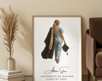 Personalised Gift for Nurse Graduate, Custom Nursing Portrait from Photo, Oil Painting Graduation Artwork, Class of 2026 Keepsake