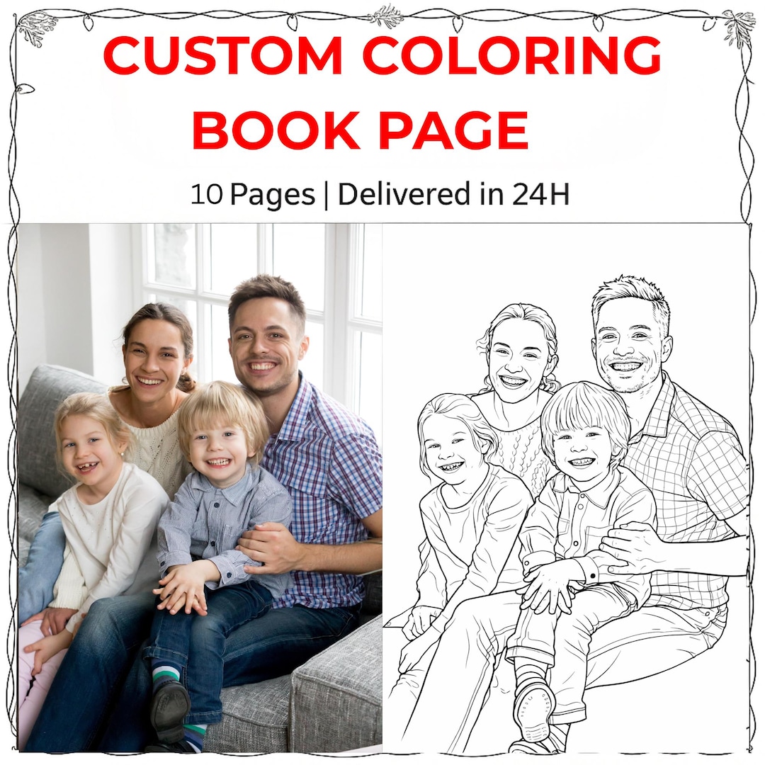 10 Custom Coloring Pages From Your Photos – Personalized Birthday Gift ...