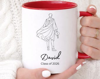 Personalised Graduation Mug, Minimal Line Art Graduate Gift, Custom Portrait Cup from Photo, University Keepsake, Class of 2026