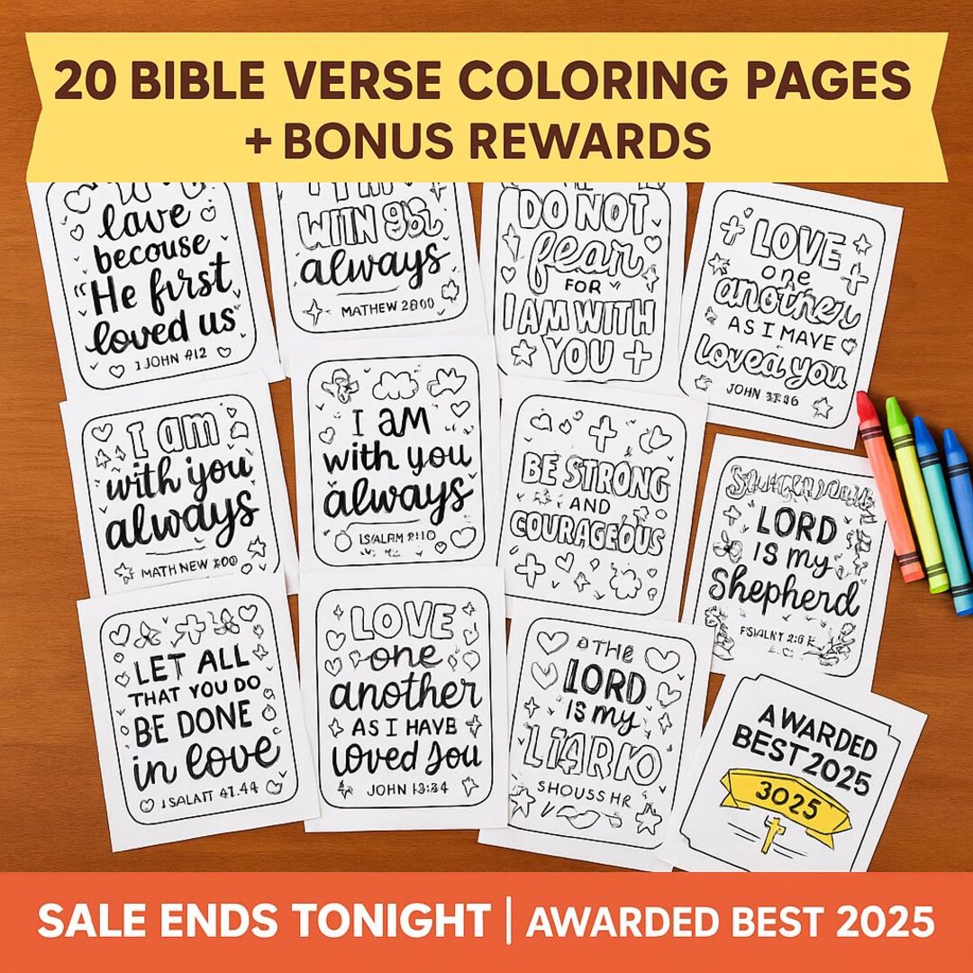 20 Bible Verse Coloring Pages for Kids | Christian Activity Set + Bonus ...