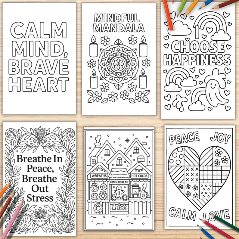 Motivational colouring page printable with encouraging quote designs for relaxation and stress relief. Features black and white inspirational artwork including floral frames, hearts, and mandalas. Perfect for adults, teens, and wellness activities. Boost positivity, creativity, and mindfulness through this digital download colouring book that combines self-care, motivation, and calming art therapy.