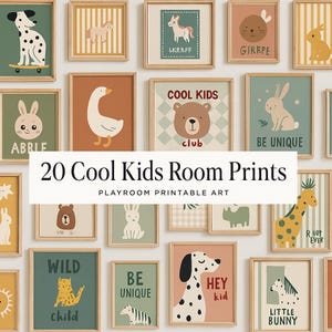 20 Kids Room Prints | Wall Art Set | Nursery Wall Art | Playroom Decor | Kids Room Art | Quirky | Eclectic Art | DIGITAL DOWNLOAD |