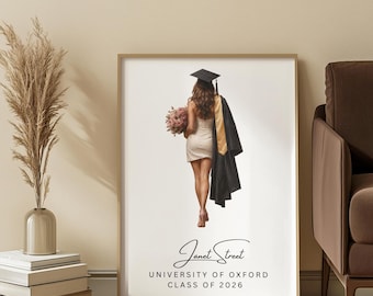 Personalized Graduation Print, Custom College Graduate Poster, Printable Graduation Gift for Her, Photo Wall Art