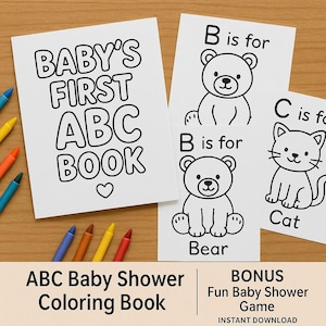 ABC Baby Shower Coloring Book | Animal Alphabet Activity Pages | Fun Baby Shower Game & Keepsake | Instant Digital Download